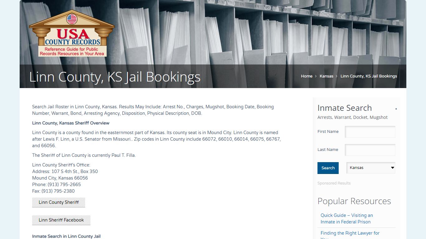 Linn County, KS Jail Bookings | Name Search